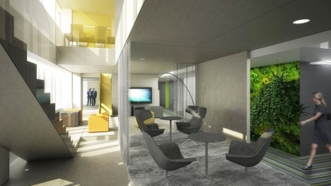 Feng Shui Konzept für die Umgestaltung der Microsoft Firmenzentrale in Wien: Büroräume mit vertikalen Mini-Gärten verwandeln sich in regelrechte Wohlfühloasen
