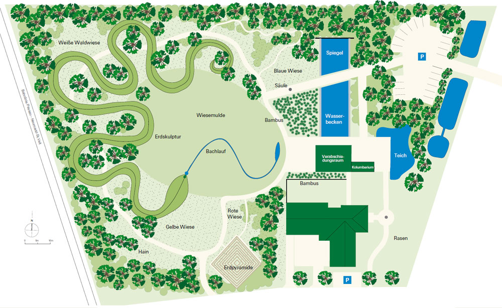 Landschaftsplan des Feng Shui Friedhofs in Fürstenzell