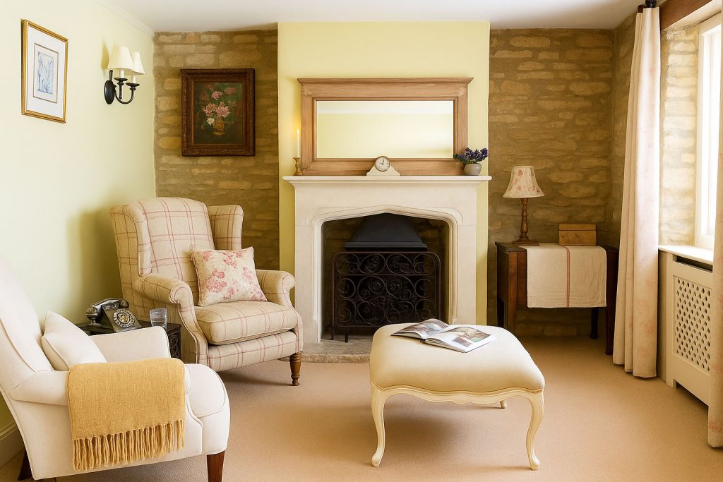 Renoviertes Wohnzimmer im Englischen Landhausstil (Bildquelle: www.luxinteriordesigns.com)