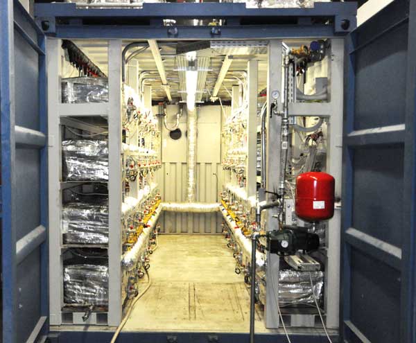 Blick in das Innere eines 1MW-LENR-Reaktors. Die offizielle Markteinführung des "E-Cat" erfolgt im September 2012