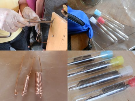 Die so genannten Health-Pens bestehen aus 3 ineinandergesteckten Kupferteilen, die nach dem Feuercoaten schwarz sind, Foto (C) Irmgard Brottrager