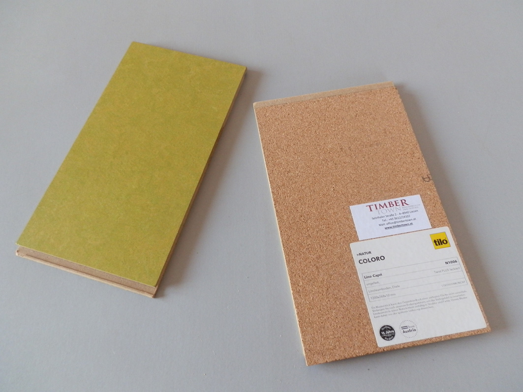 Vor- und Rückseite einen Linoleum-Click-Systems, Foto (C) Irmgard Brottrager