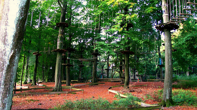 Klettergärten sind eine Mischung aus Wald, Fitnessparkour und Park-Anlage. Foto (C) Hiltrud Möller-Eberth / flickr CC BY 2.0